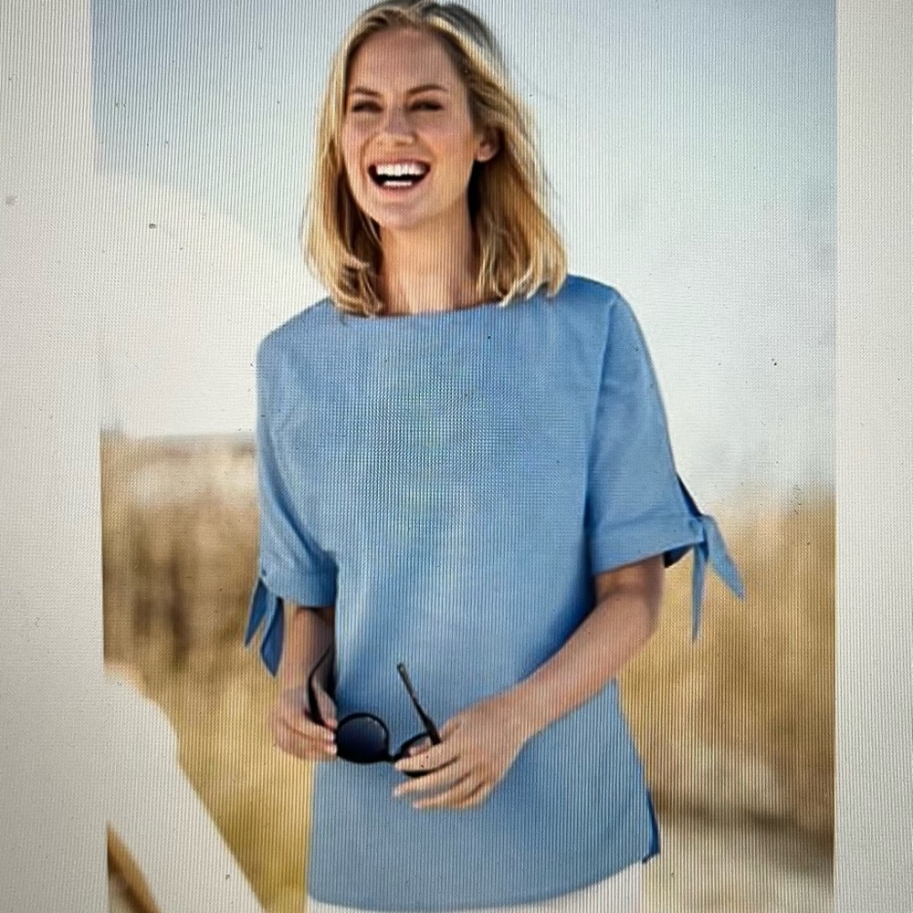 Appleseeed’ womens cotton Chambray tie-sleeve tunic